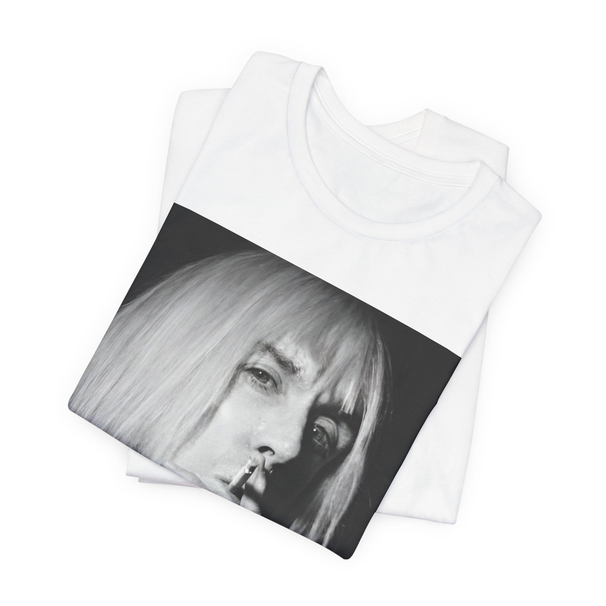 A black graphic t-shirt featuring a black and white graphic or photo of Iggy Pop holding a cigar.