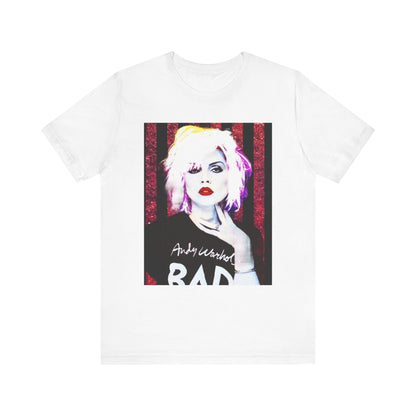 A black graphic t-shirt featuring a graphic of Blondie with an edgy street style aesthetic.