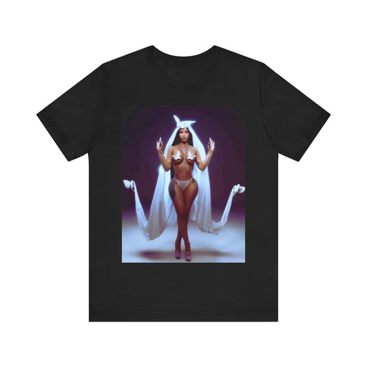 A black graphic t-shirt featuring a graphic of Cardi B with text like 'Enough Bronx' or related to her Bronx origins.