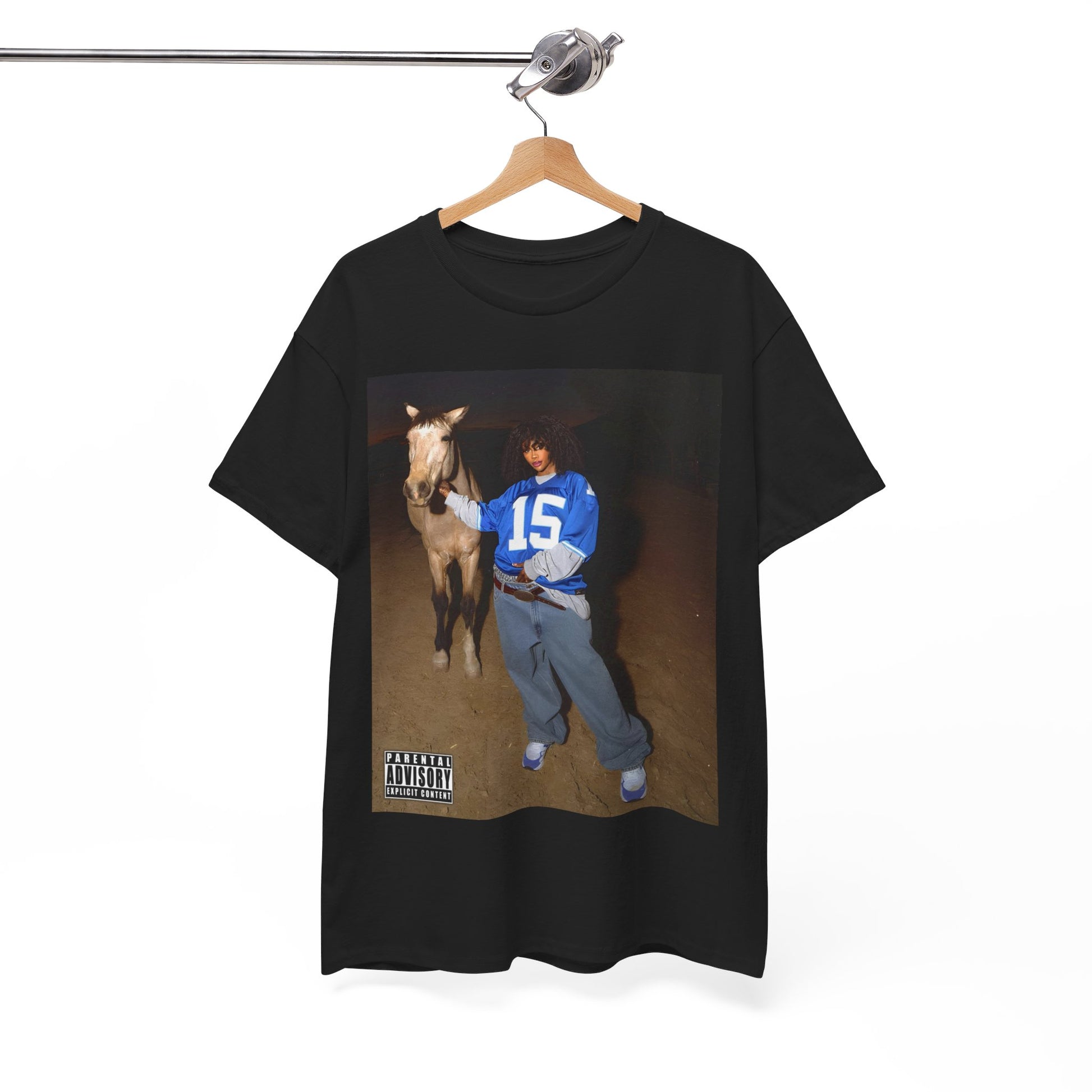 A black graphic t-shirt featuring a graphic related to SZA's 'SOS' Deluxe 'LANA' era.