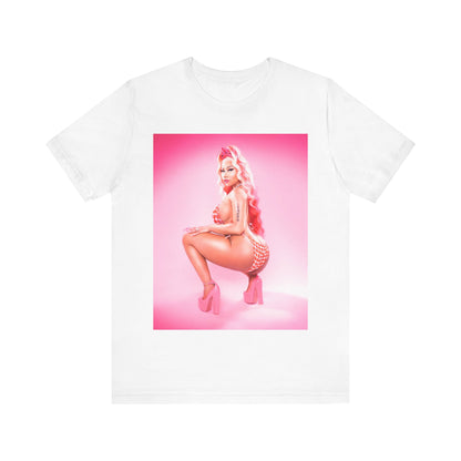 A black graphic t-shirt featuring a graphic related to Nicki Minaj's 'Anaconda' song or era.