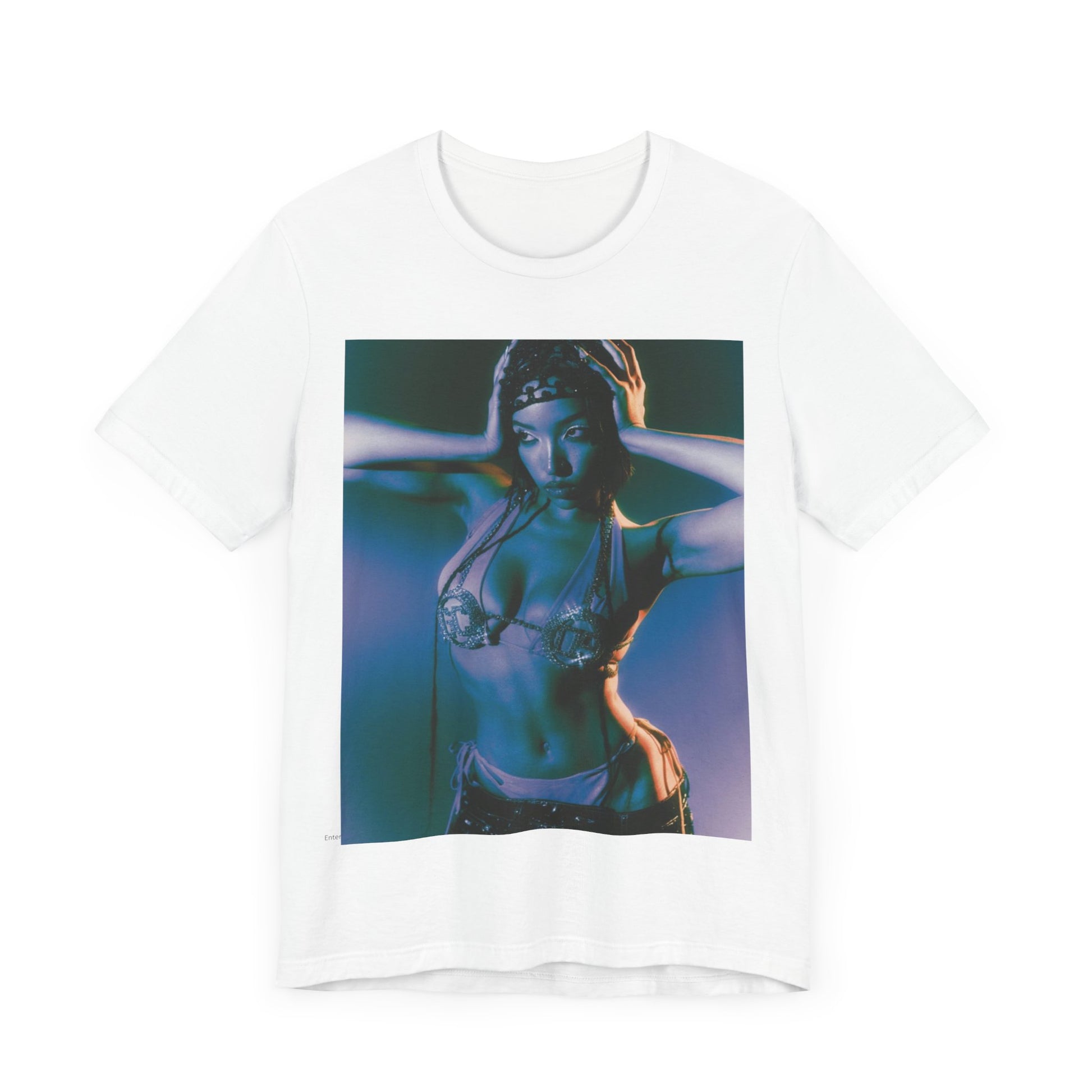 A black graphic t-shirt featuring a graphic of Tinashe as a choreography queen.