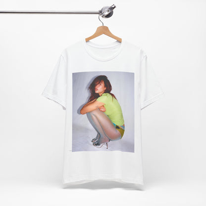 A black graphic t-shirt featuring a graphic inspired by Dua Lipa's 'Houdini' song.