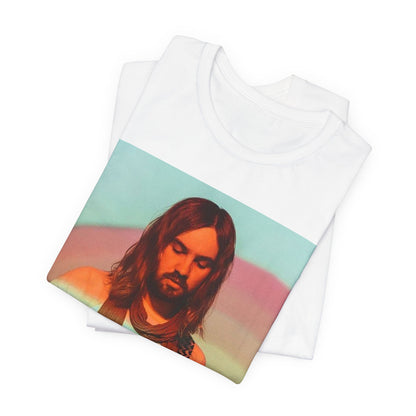 A black graphic t-shirt featuring a dream rock aesthetic graphic of Tame Impala.