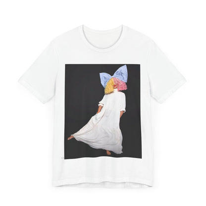 A black graphic t-shirt featuring a vintage pop icon graphic of Sia.