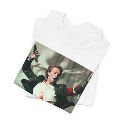 A black graphic t-shirt featuring the album cover art for Coldplay's 'Viva La Vida or Death and All His Friends'.