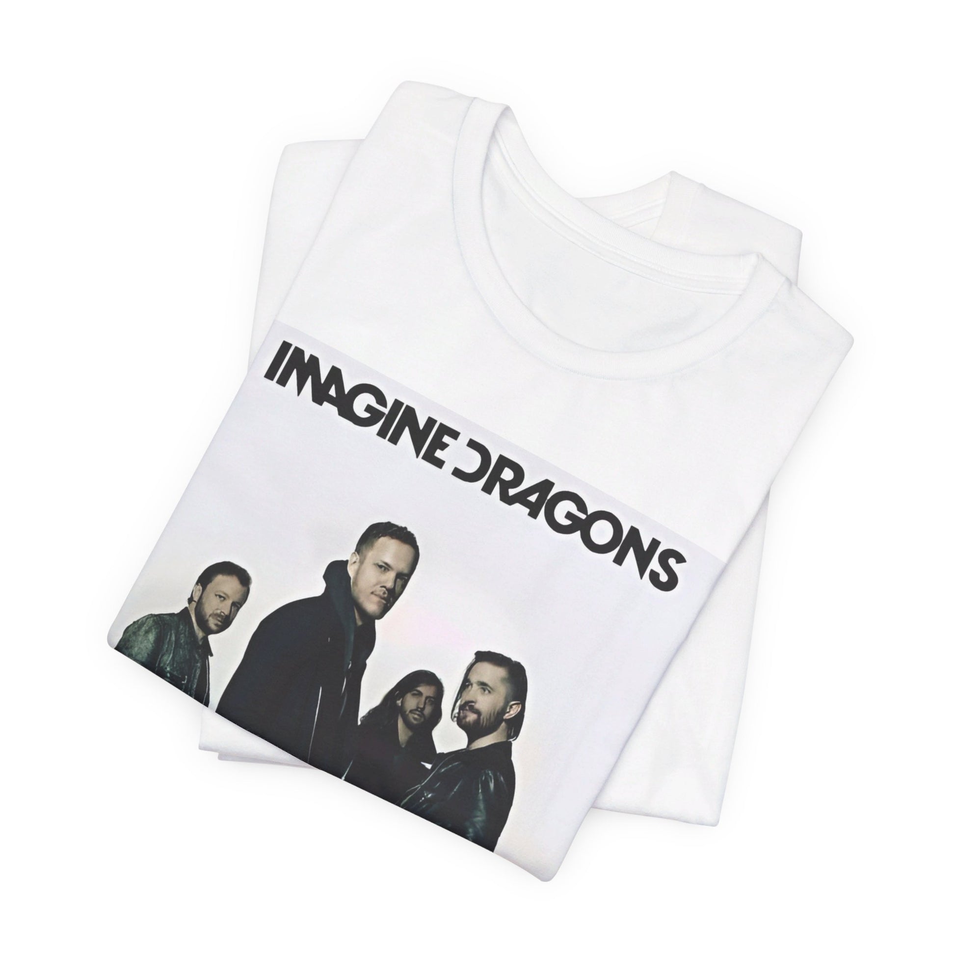 A black graphic t-shirt featuring a melodic indie rock graphic of Imagine Dragons.