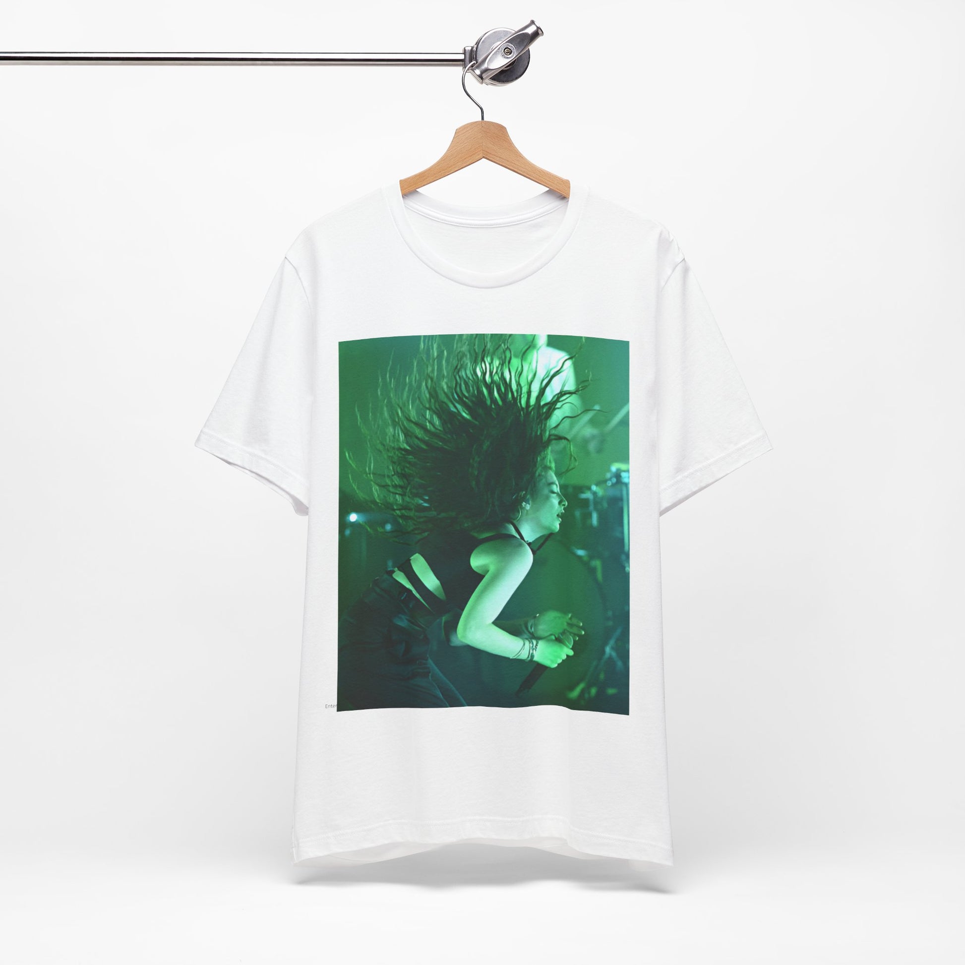 A black graphic t-shirt featuring a vintage live graphic related to Lorde's 'Royals' song or era.