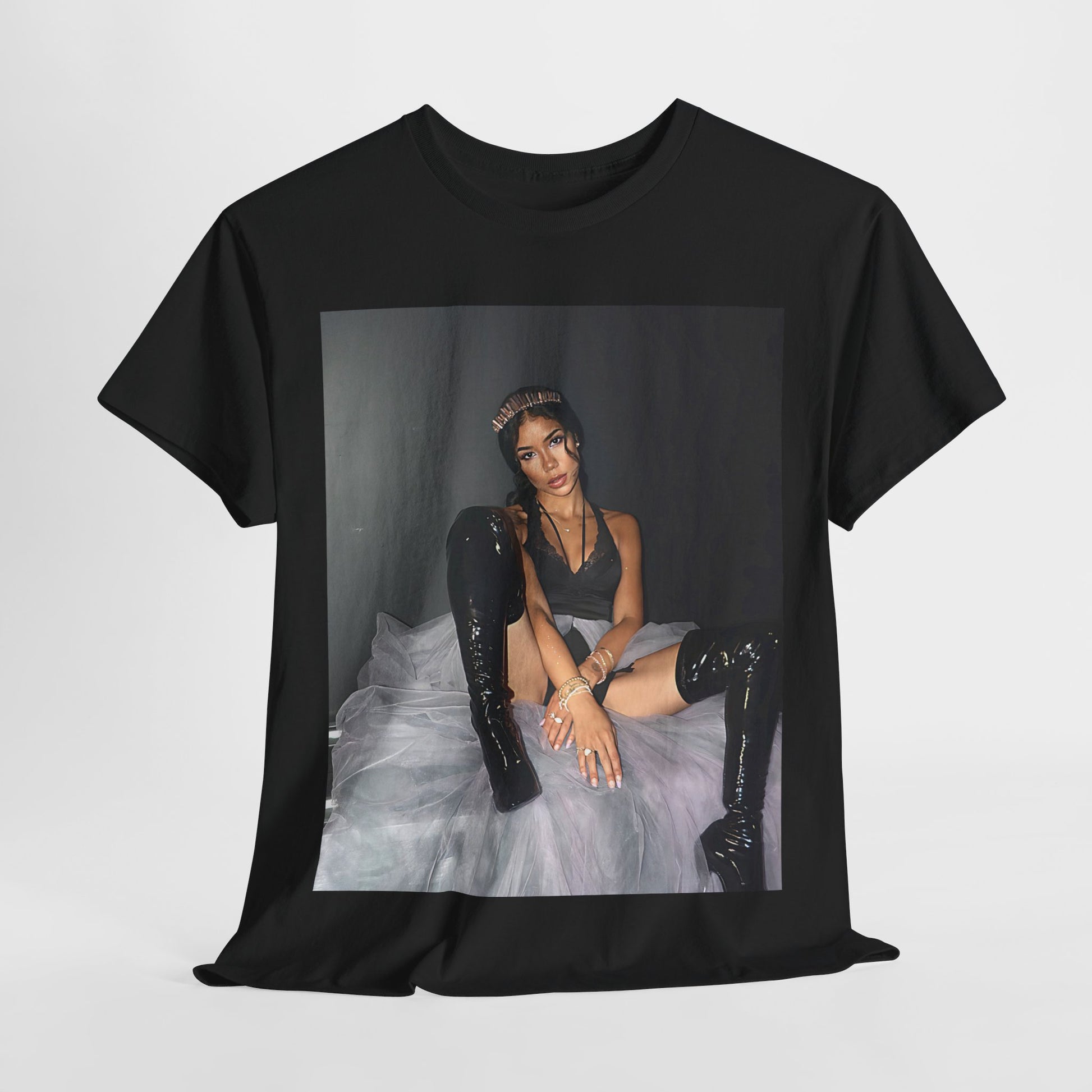 A black graphic t-shirt featuring a boxy graphic related to Jhene Aiko's 'Chilombo' album era.