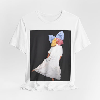 A black graphic t-shirt featuring a vintage pop icon graphic of Sia.