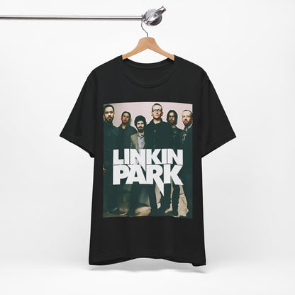 A black graphic t-shirt featuring a graphic related to Linkin Park's 'Numb' song or era.
