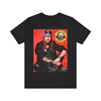 A black graphic t-shirt featuring a classic 90s rock graphic of Guns N' Roses.