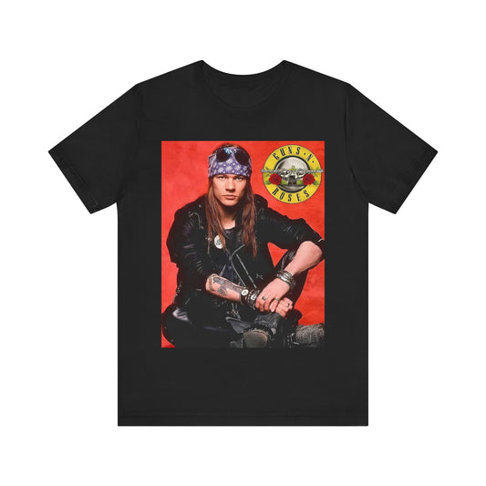 A black graphic t-shirt featuring a classic 90s rock graphic of Guns N' Roses.