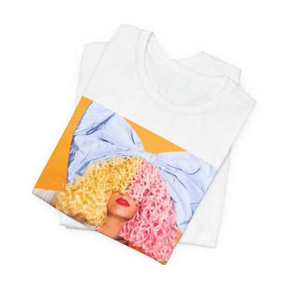 A black graphic t-shirt featuring a chill indie pop graphic of Sia.