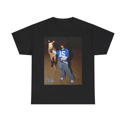 A black graphic t-shirt featuring a graphic related to SZA's 'SOS' Deluxe 'LANA' era.