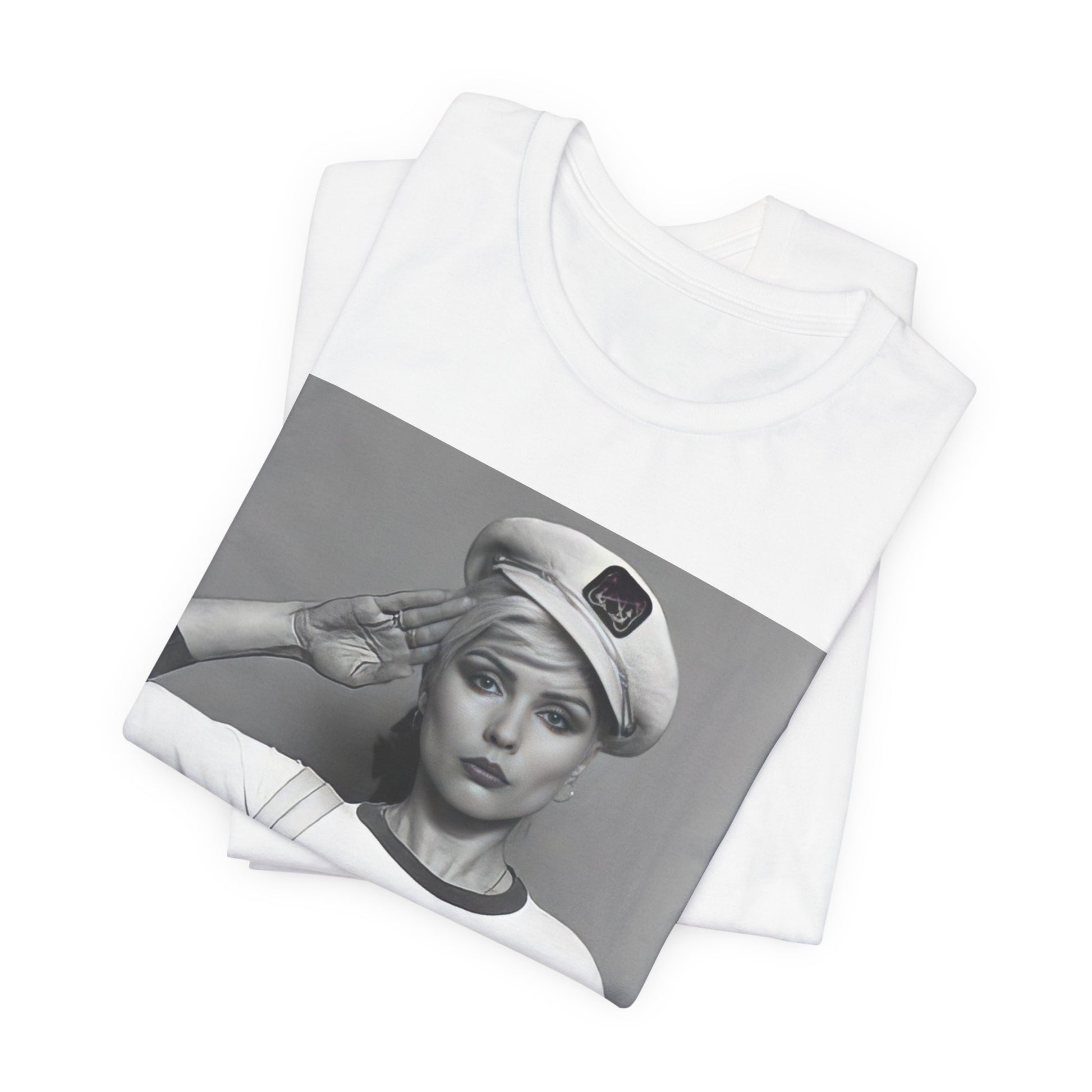 A black graphic t-shirt featuring a classic black and white graphic of the band Blondie.