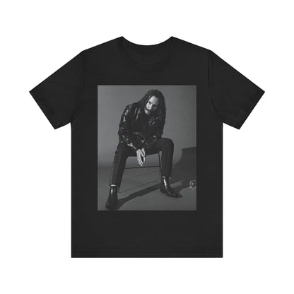 A black graphic t-shirt featuring a graphic of Keanu Reeves as John Wick.