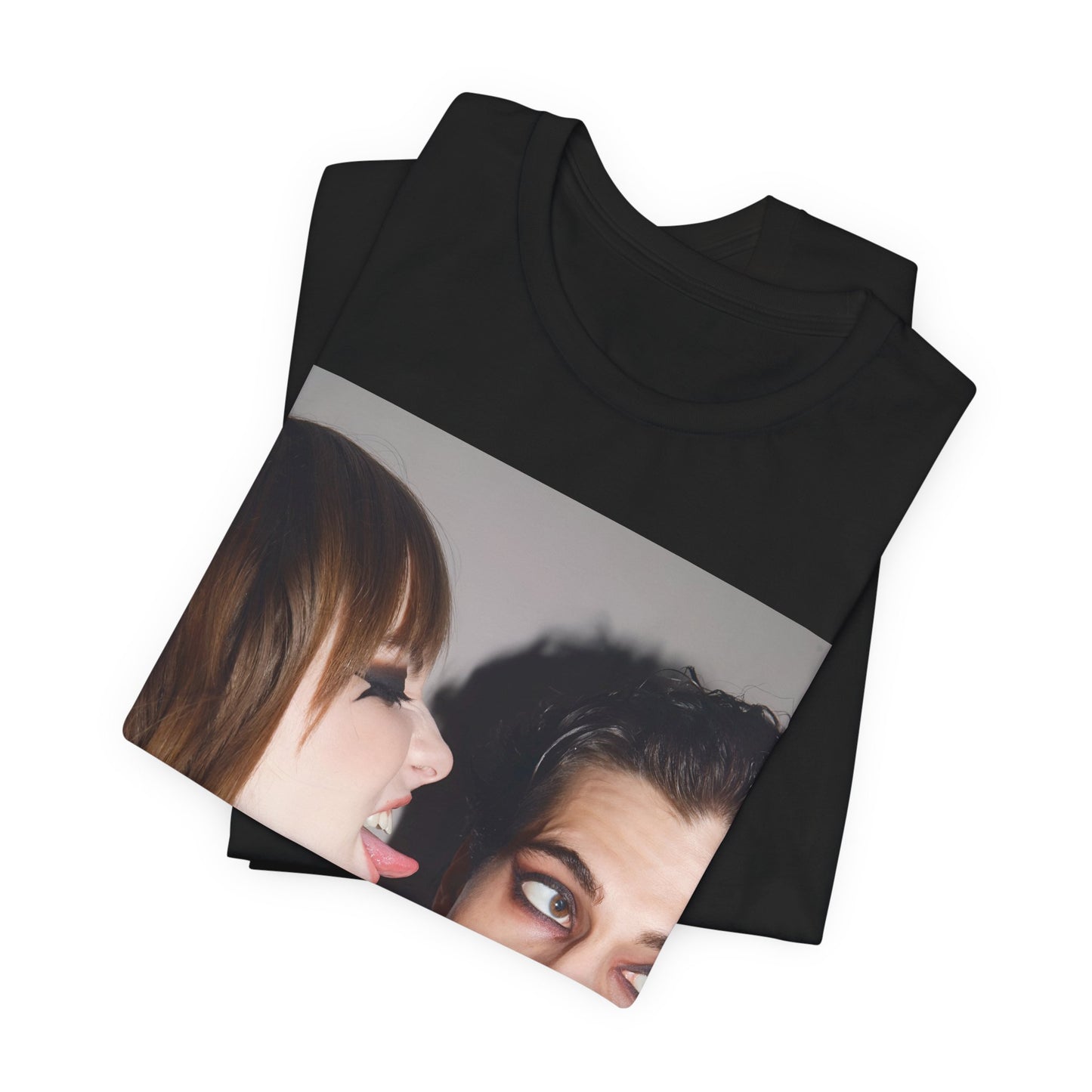A black graphic t-shirt featuring a fearless rock and roll graphic of Maneskin.
