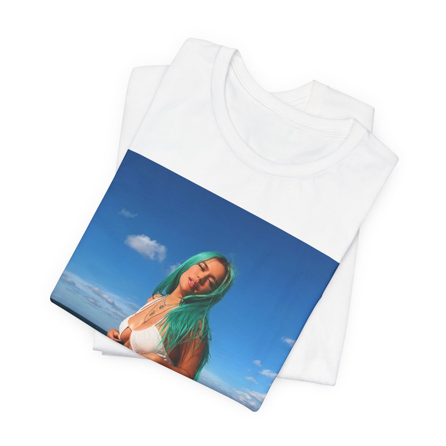 A black graphic t-shirt featuring a graphic related to Karol G's 'Mañana Sera Bonito' album era.