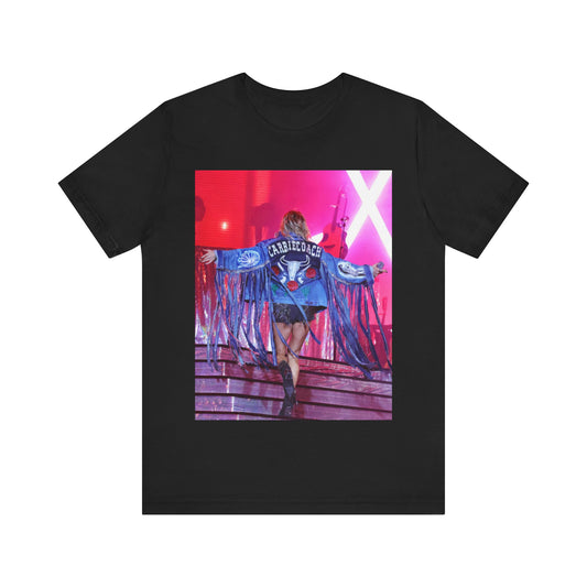 A black graphic t-shirt featuring a bold graphic of Carrie Underwood performing live, possibly from her 'Cry Pretty' tour.