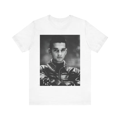 A black graphic t-shirt featuring a vintage 80s graphic of Dave Gahan from Depeche Mode.