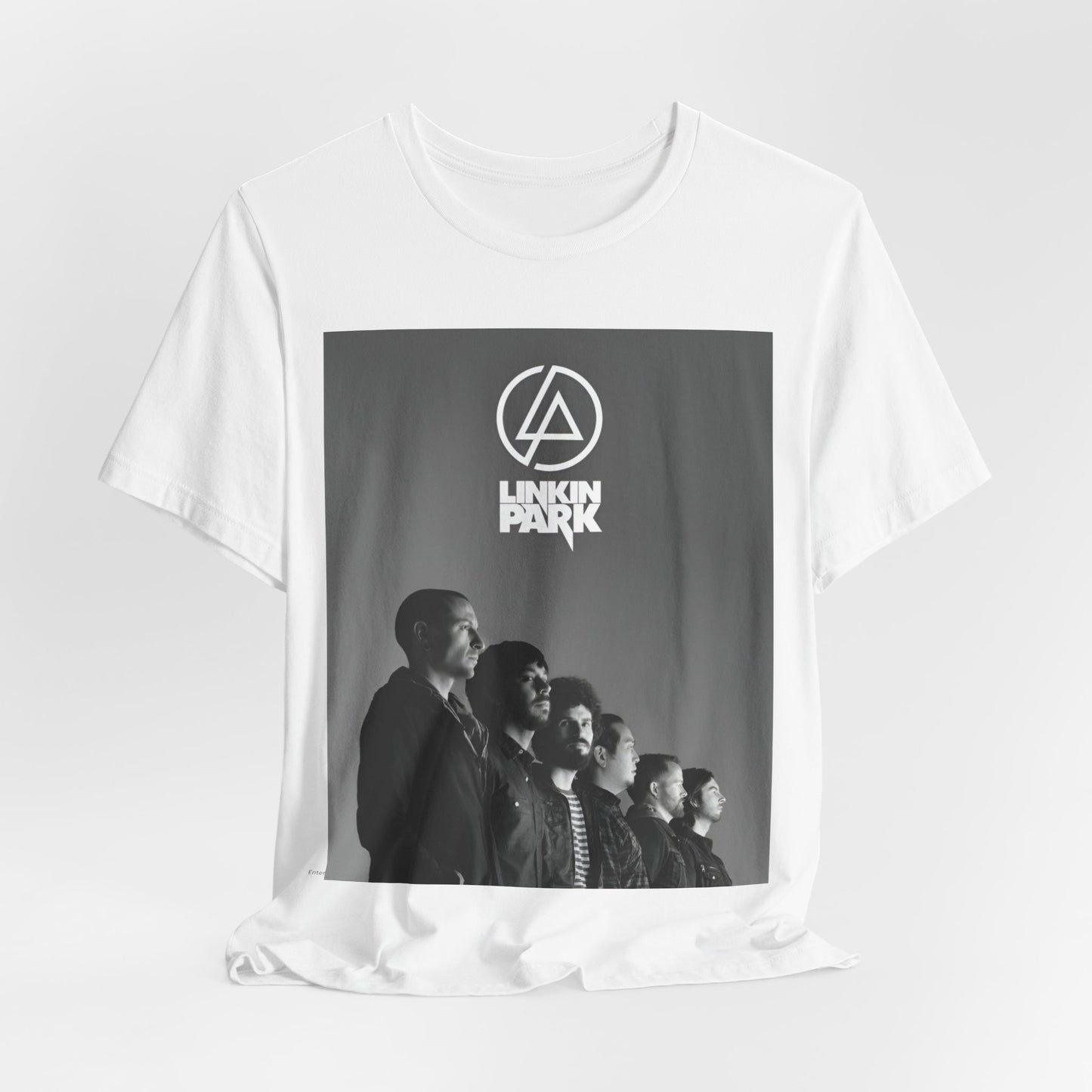 A black graphic t-shirt featuring a vintage graphic related to Linkin Park's 'Meteora' album era.