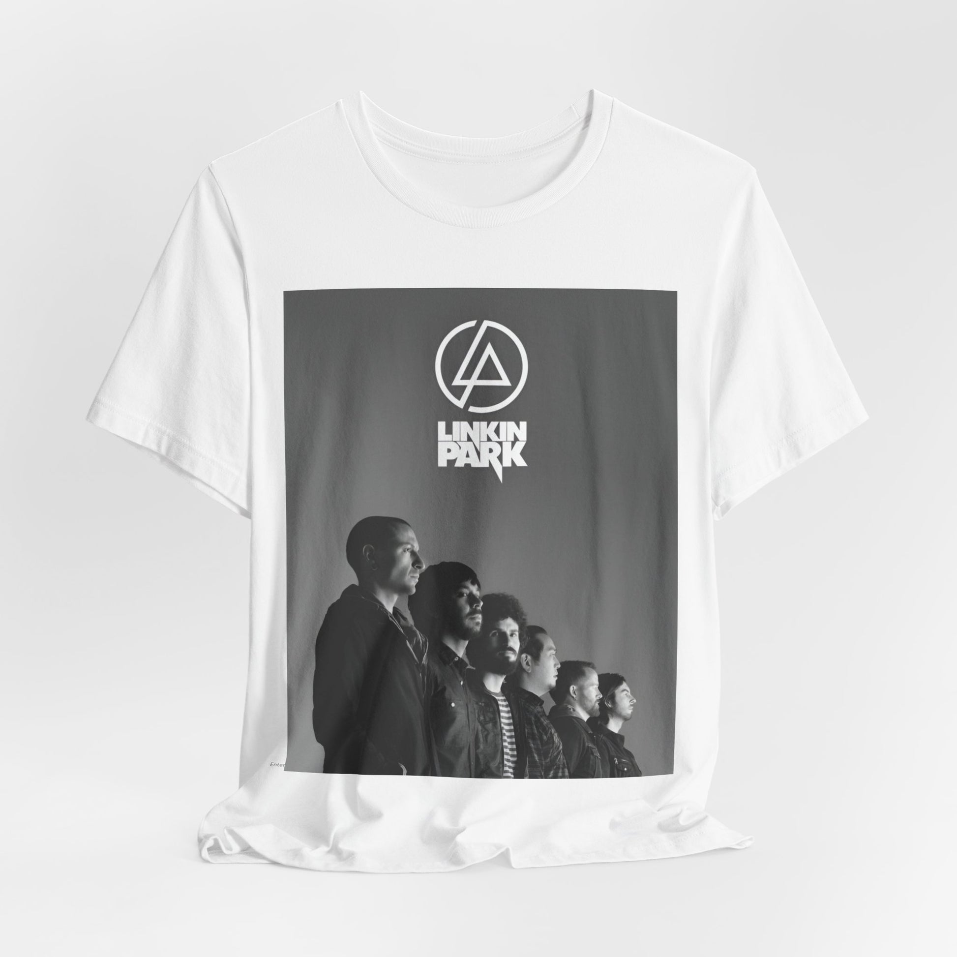 A black graphic t-shirt featuring a vintage graphic related to Linkin Park's 'Meteora' album era.