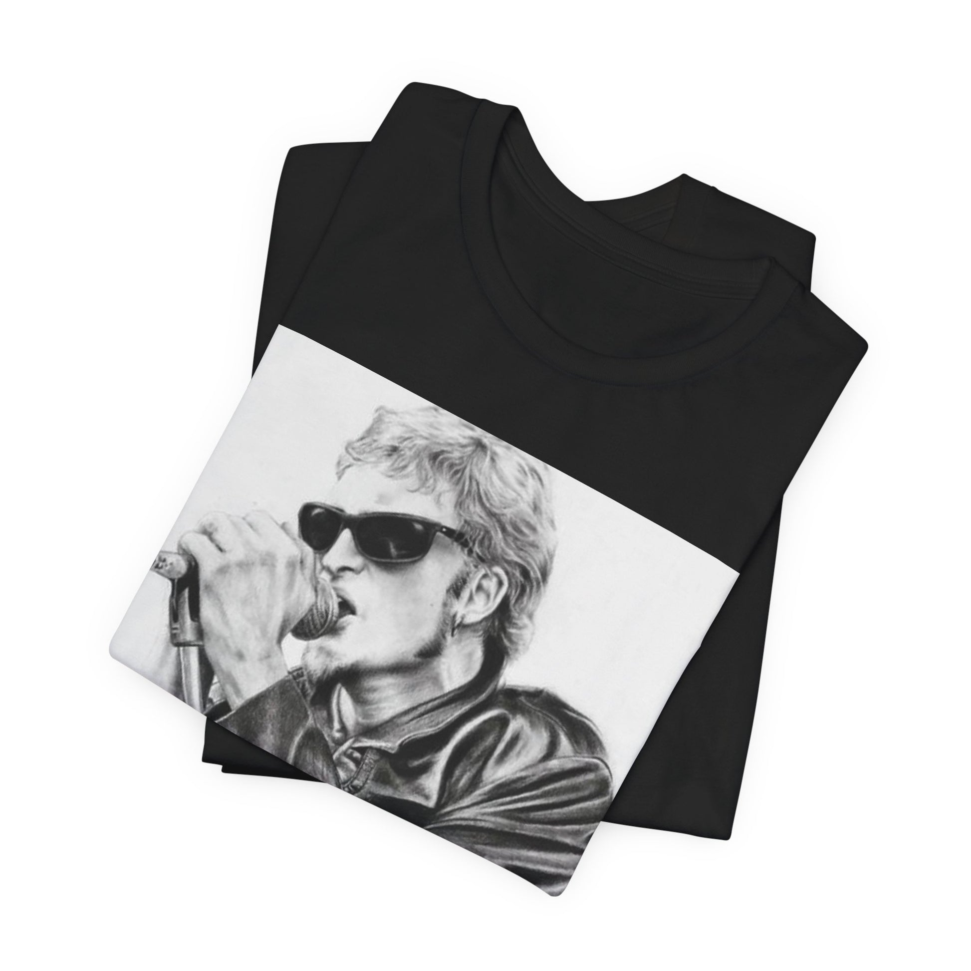 A black graphic t-shirt featuring a photo of Layne Staley from Alice In Chains performing live in concert, showing his intense stage presence.