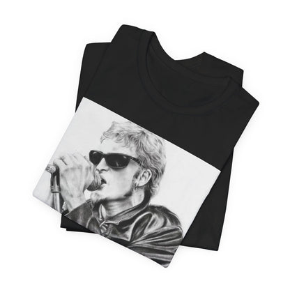 A black graphic t-shirt featuring a photo of Layne Staley from Alice In Chains performing live in concert, showing his intense stage presence.