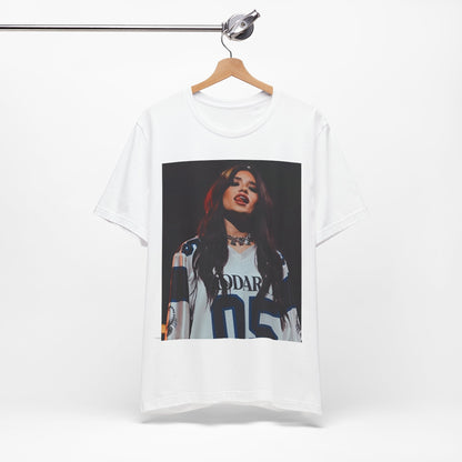 A black graphic t-shirt featuring a graphic or photo of Nessa Barrett performing live.