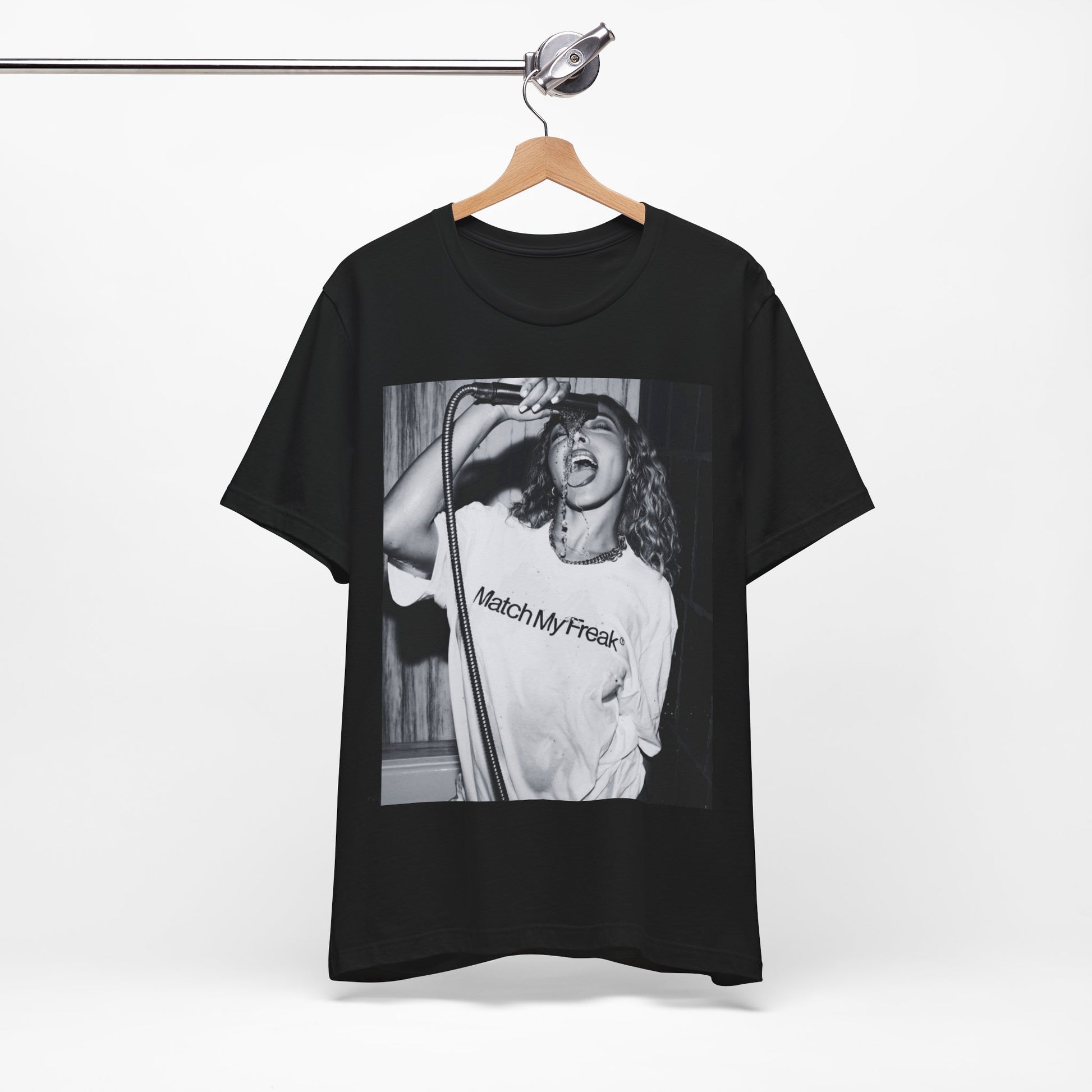 A black graphic t-shirt featuring a black and white graphic related to Tinashe's 'Nasty' era.