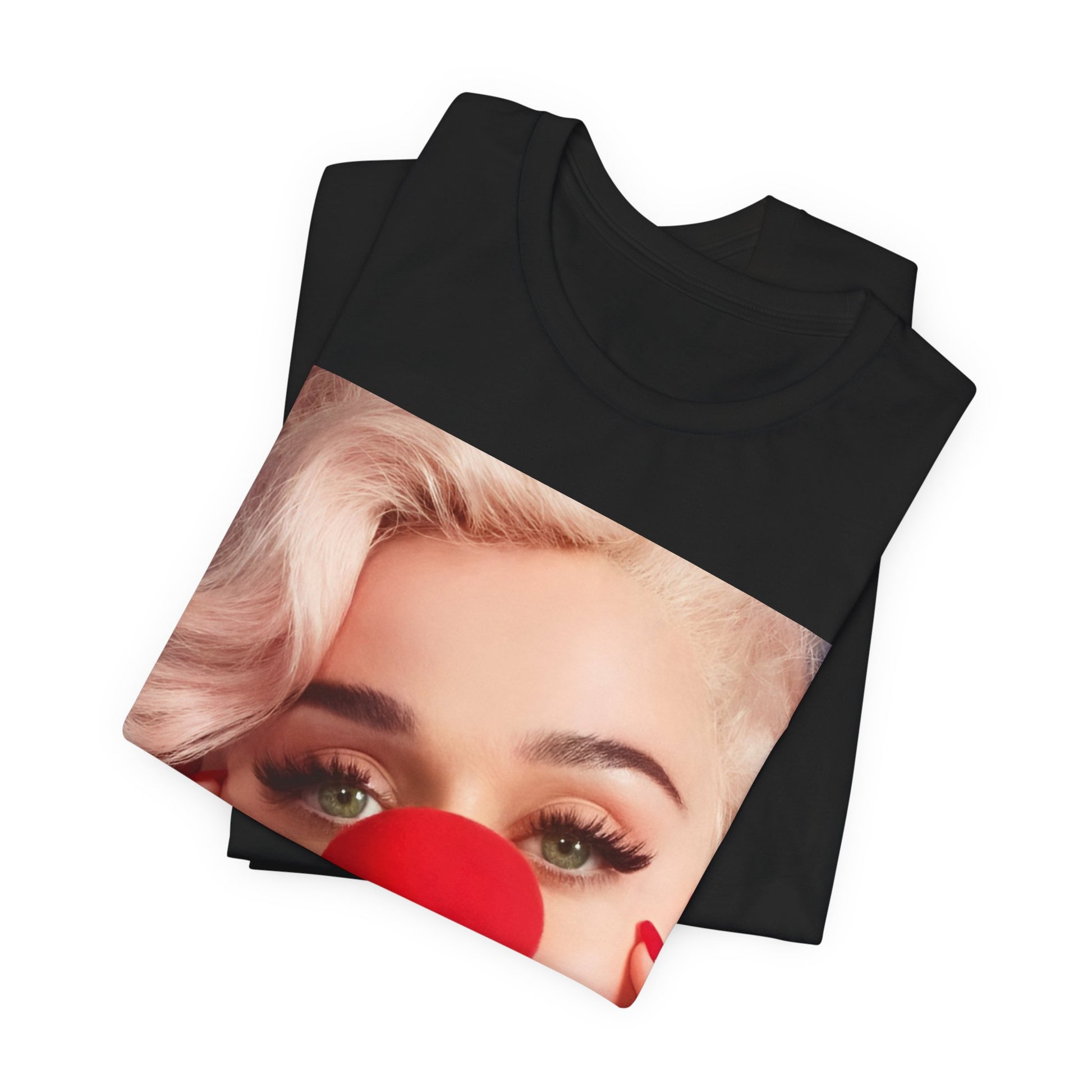 A black graphic t-shirt featuring a graphic related to Katy Perry's 'Smile' album.