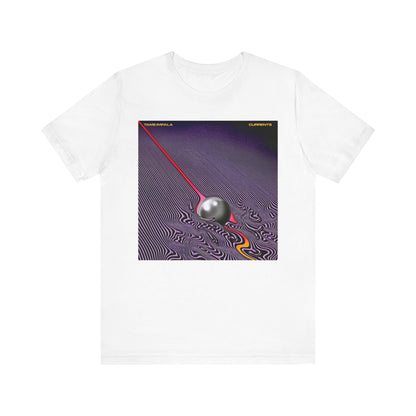 A black graphic t-shirt featuring a graphic related to Tame Impala's 'Currents' album.