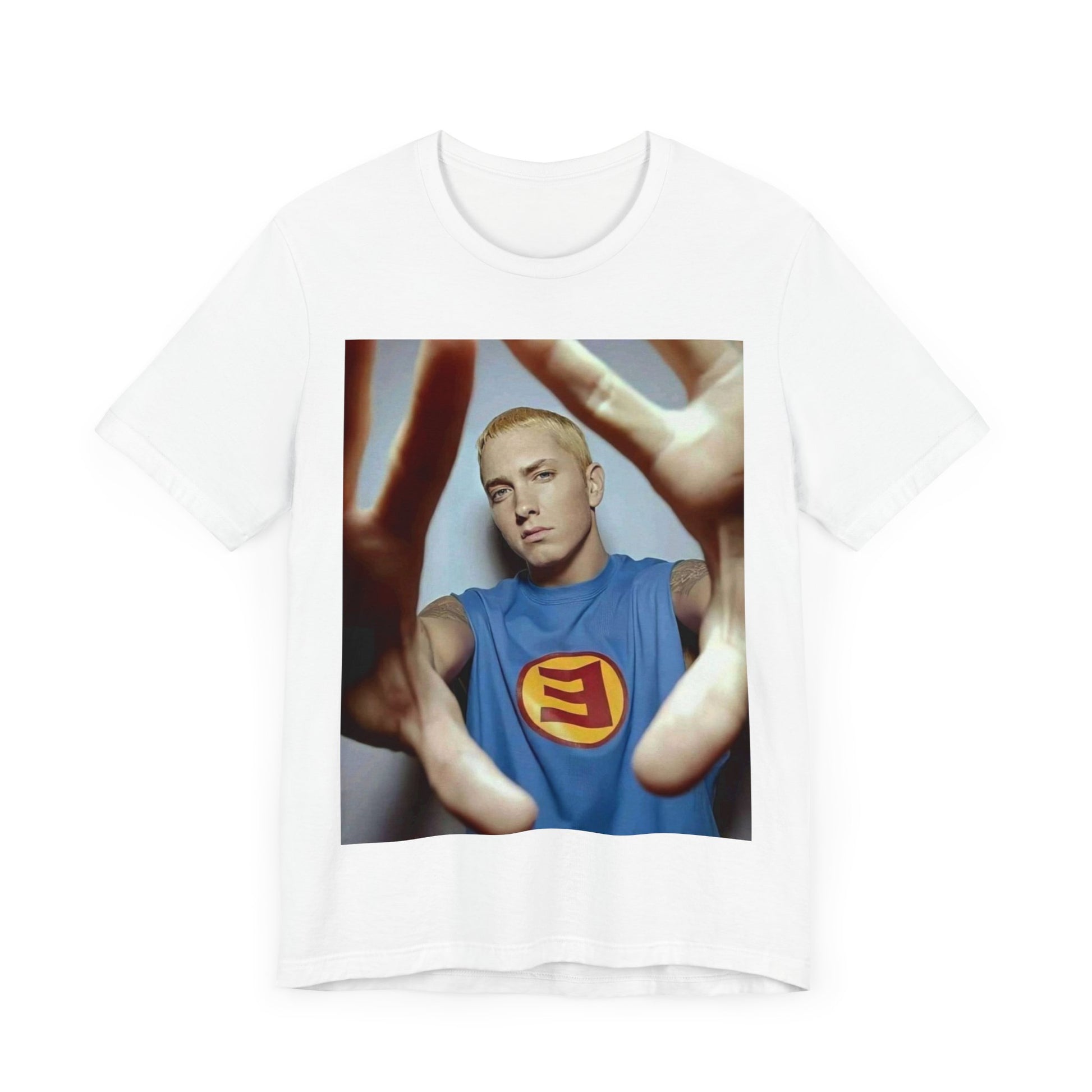 A black graphic t-shirt featuring a graphic related to Eminem's 'The Slim Shady LP' album.