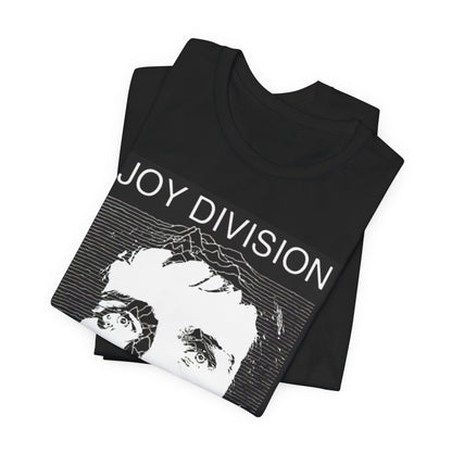 A black graphic t-shirt featuring iconic album art graphic of Joy Division.