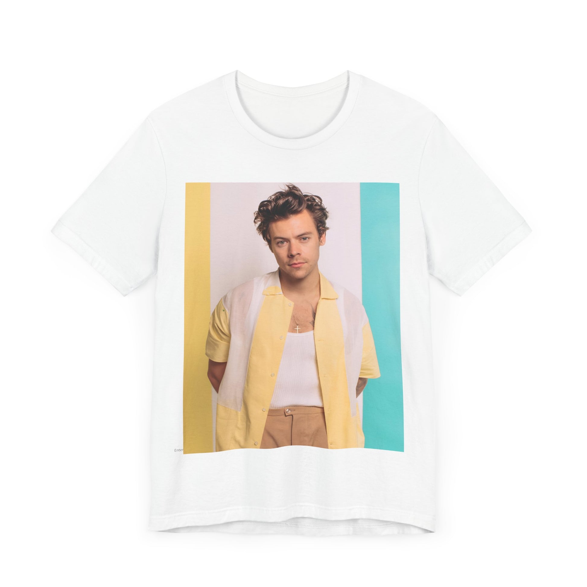A black graphic t-shirt featuring a graphic related to Harry Styles' 'Watermelon Sugar' song or era.