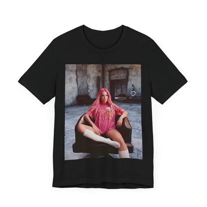A black graphic t-shirt featuring a retro graphic related to Halsey's 'Badlands' album era.
