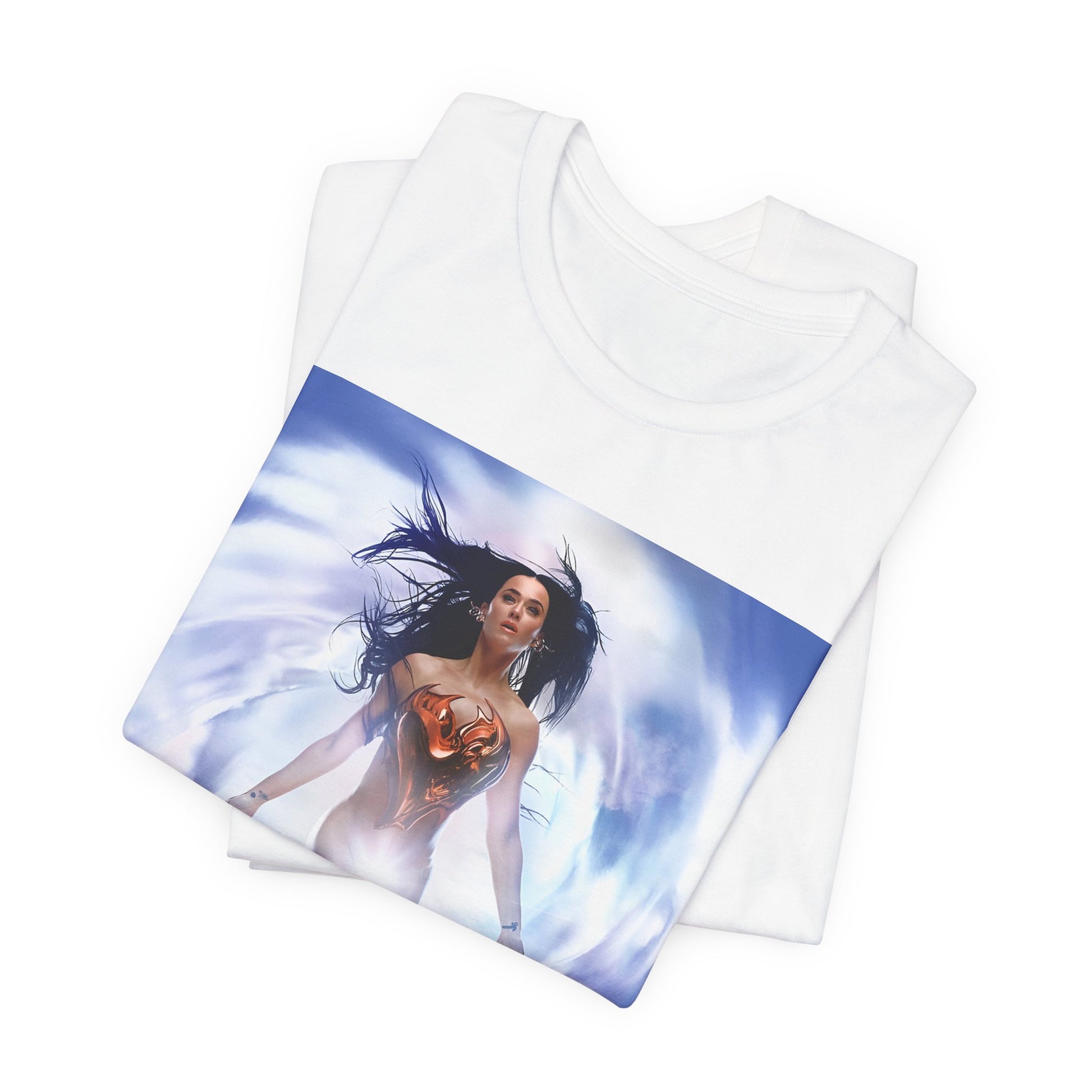 A black graphic t-shirt featuring a graphic related to Katy Perry's '143' era.