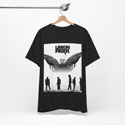 A black graphic t-shirt featuring a tribute graphic for Chester Bennington of Linkin Park.