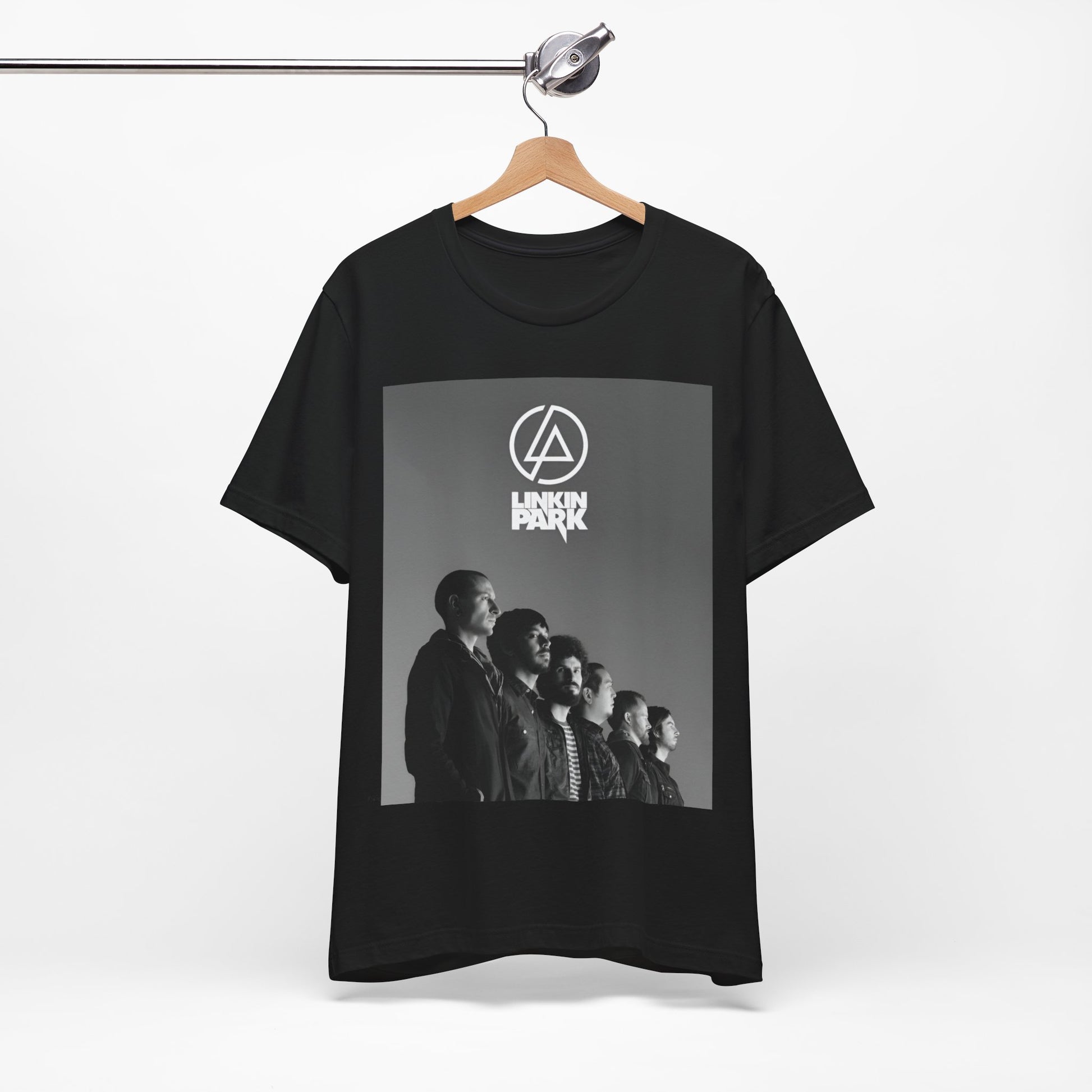 A black graphic t-shirt featuring a vintage graphic related to Linkin Park's 'Meteora' album era.