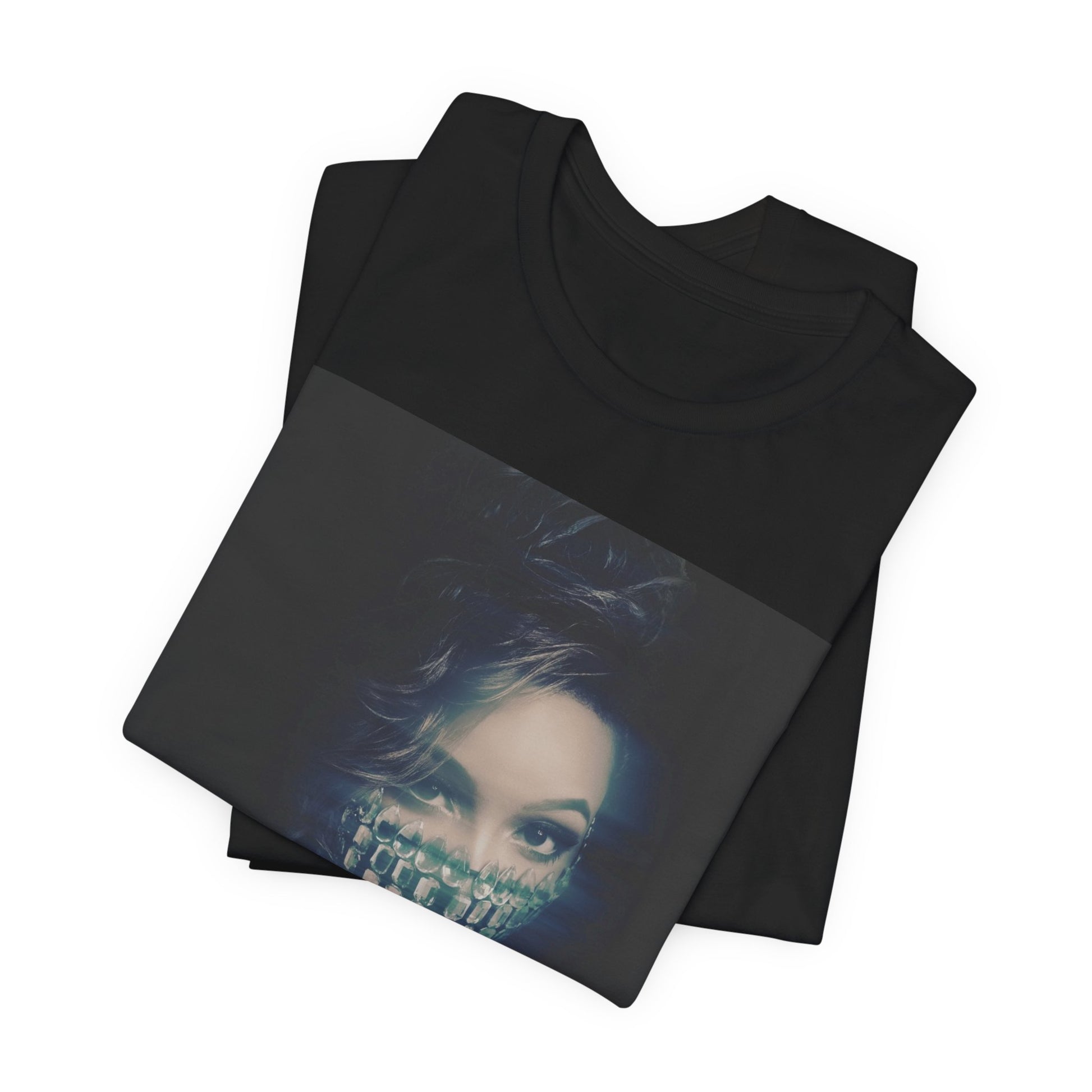 A black graphic t-shirt featuring the album cover art for Tinashe's 'Aquarius'.
