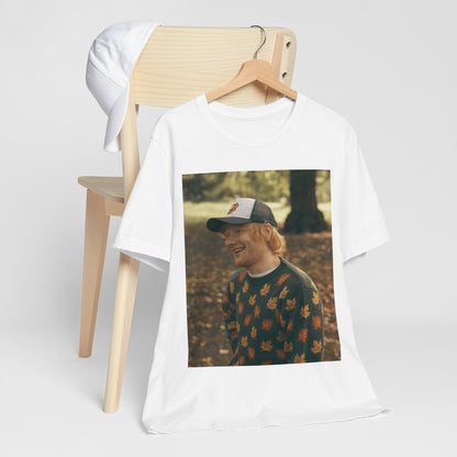 A black graphic t-shirt featuring a graphic related to Ed Sheeran's 'Shape of You' song or era.