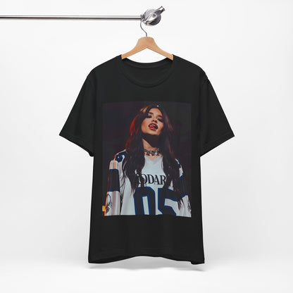 A black graphic t-shirt featuring a graphic or photo of Nessa Barrett performing live.