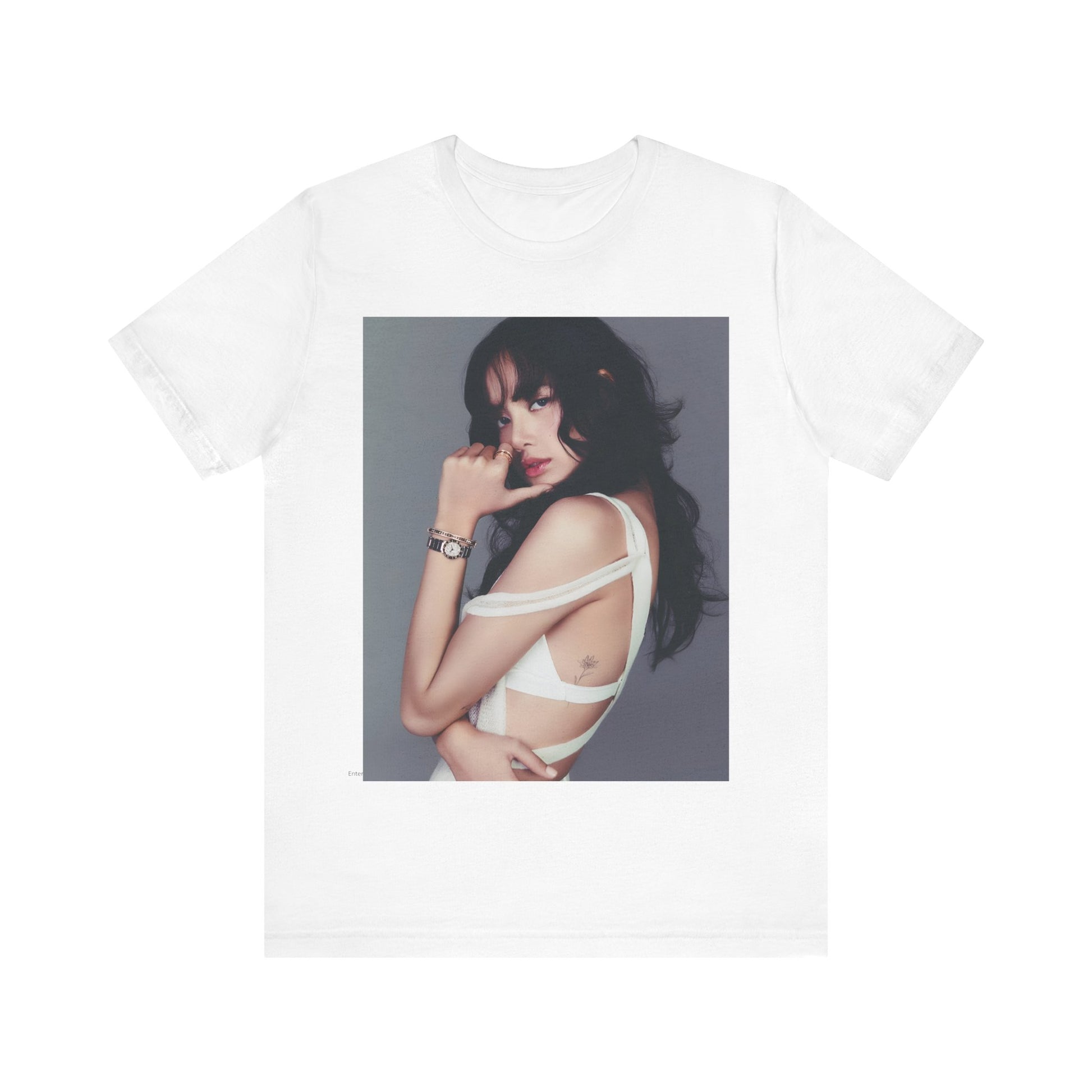 A black graphic t-shirt featuring a retro graphic related to Lisa's 'LALISA' solo era.