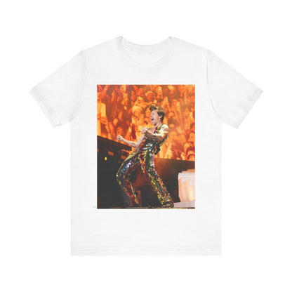 A black graphic t-shirt featuring a graphic related to Harry Styles' 'As It Was' song or era, possibly a live performance.