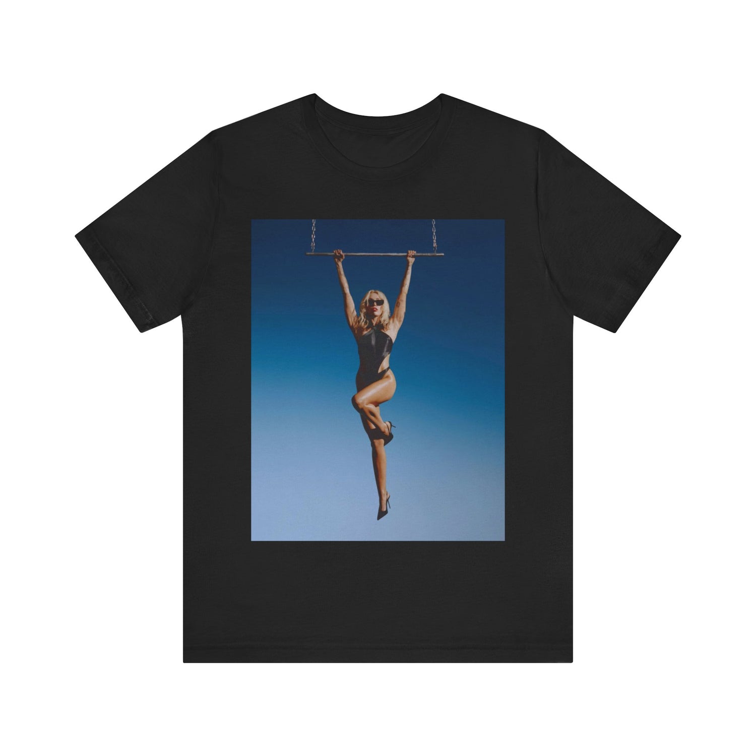 A black graphic t-shirt featuring a graphic related to Miley Cyrus' 'Endless Summer Vacation' album.