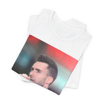 A stylized graphic inspired by the Maroon 5 song "Moves Like Jagger," with funky, retro design elements, on a t-shirt.