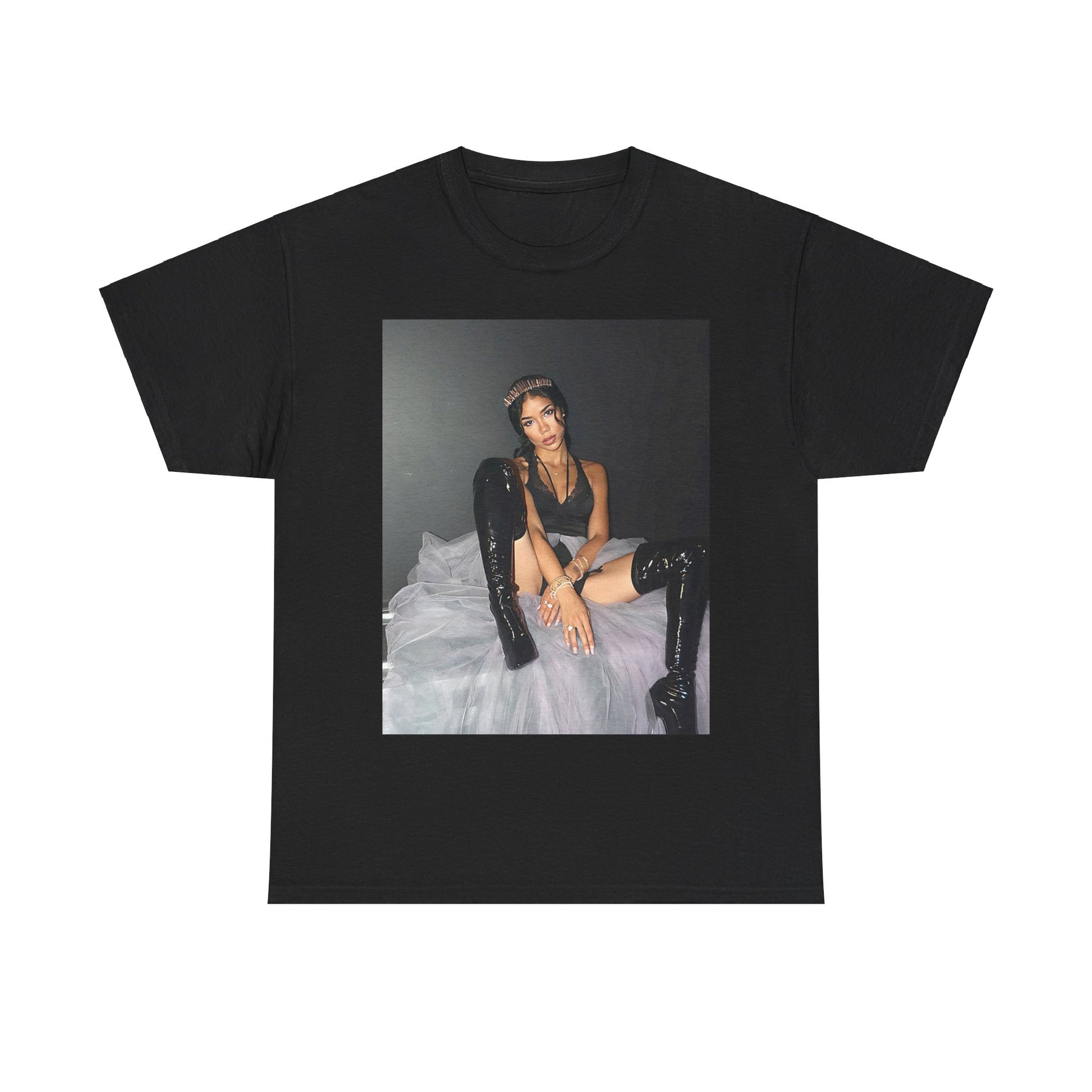 A black graphic t-shirt featuring a boxy graphic related to Jhene Aiko's 'Chilombo' album era.