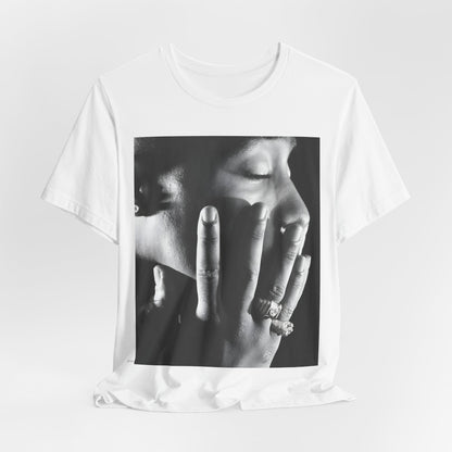 A black graphic t-shirt featuring an iconic West Coast swag graphic of Tupac.