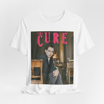 A black graphic t-shirt featuring a retro graphic related to The Cure's 'Disintegration' album era.